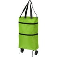 thumbnail image 1 of Uxcell Foldable Shopping Bag with Wheels Collapsible Trolley Bags Portable Grocery Bags Travel Bags Green, 1 of 6