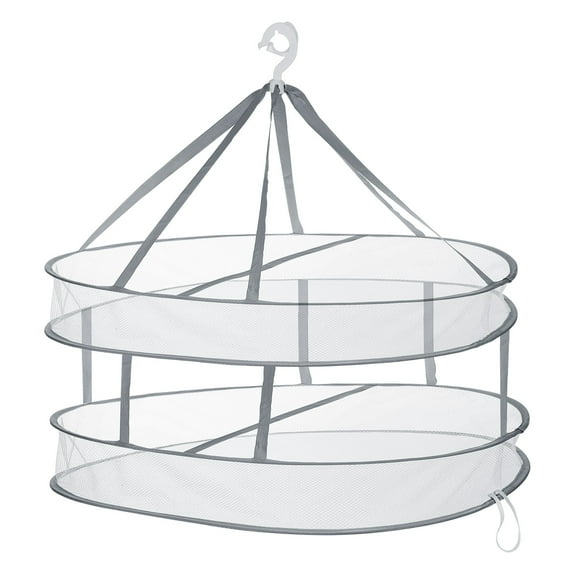 Uxcell Folded Mesh Clothes Hanging Dryer, Double Layers Square Drying Rack, Gray