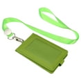 thumbnail image 1 of Uxcell Folded PU Leather ID Badge Holder with Lanyard with 1 Clear Window 4 Card Slot Green, 1 of 6