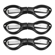 Uxcell Folding Scissors Portable Travel Mini Scissors Bulk Glasses-Shape Shear for Outdoor Fishing Craft, Black 3 Pack