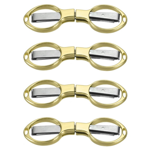 Uxcell Folding Scissors Portable Travel Mini Scissors Bulk Glasses-Shape Shear for Outdoor Fishing Craft, Gold 4 Pack