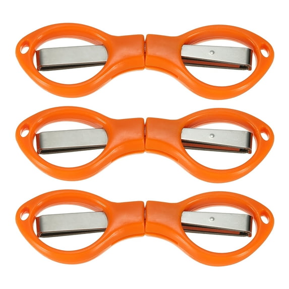 Uxcell Folding Scissors Portable Travel Mini Scissors Bulk Glasses-Shape Shear for Outdoor Fishing Craft, Orange 3 Pack