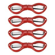 Uxcell Folding Scissors Portable Travel Mini Scissors Bulk Glasses-Shape Shear for Outdoor Fishing Craft, Red 4 Pack