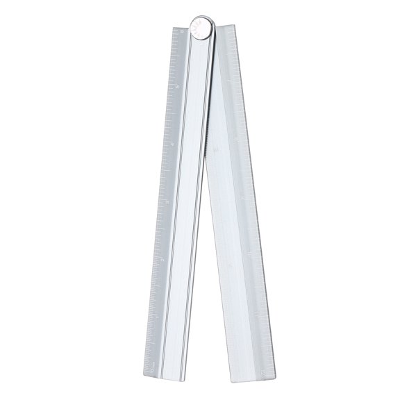 Uxcell Folding Straight Ruler 12" SAE Aluminum Alloy Protractor Foldable Angle Ruler Geometric Measuring Tool with Angle Line for Architects Artists Designers Classroom Office, Gray