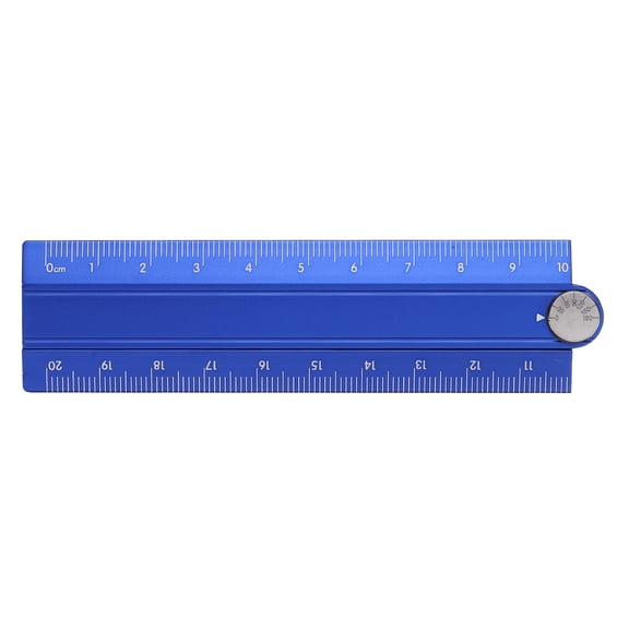 Uxcell Folding Straight Ruler 20cm Metric Aluminum Alloy Protractor Foldable Angle Finder Ruler Geometric Measuring Tool for Architects Artists Office, Blue
