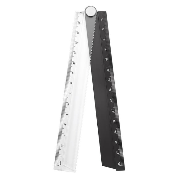 Uxcell Folding Straight Ruler 30cm Metric Aluminum Alloy Protractor Foldable Angle Ruler Geometric Measuring Tool for Architects Artists Office, Black