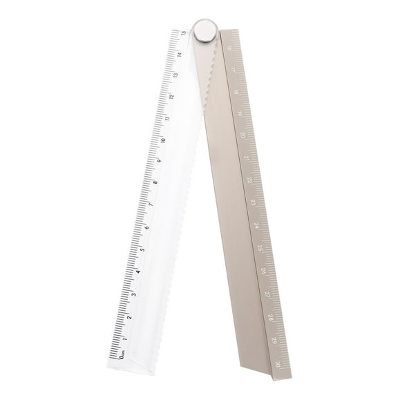 Uxcell Folding Straight Ruler 30cm Metric Aluminum Alloy Protractor Foldable Angle Ruler Geometric Measuring Tool for Architects Artists Office, Gold Tone