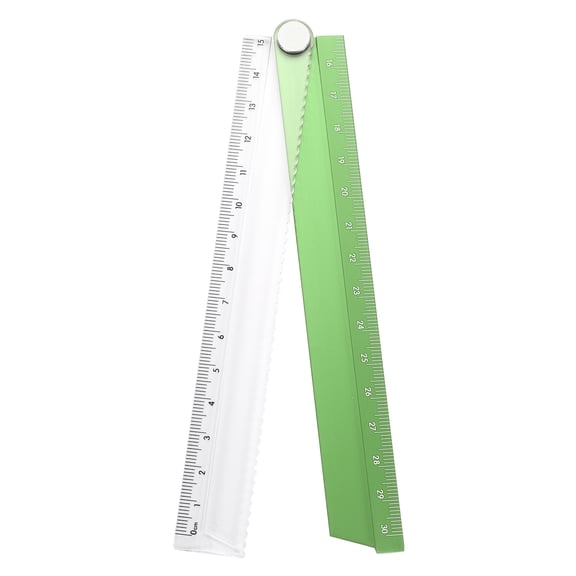 Uxcell Folding Straight Ruler 30cm Metric Aluminum Alloy Protractor Foldable Angle Ruler Geometric Measuring Tool for Architects Artists Office, Green