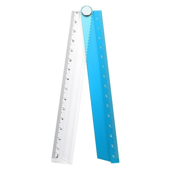 Uxcell Folding Straight Ruler 30cm Metric Aluminum Alloy Protractor Foldable Angle Ruler Geometric Measuring Tool for Architects Artists Office, Blue