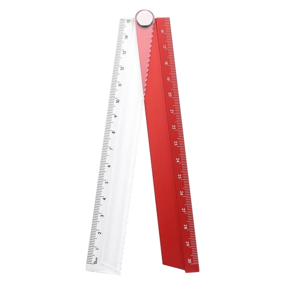 Uxcell Folding Straight Ruler 30cm Metric Aluminum Alloy Protractor Foldable Angle Ruler Geometric Measuring Tool for Architects Artists Office, Red