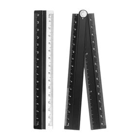 Uxcell Folding and Straight Ruler Kit 30/15cm Metric Aluminum Alloy Plastic Protractor Foldable Angle Ruler with Hollow Circle for Home Classroom Office, Black