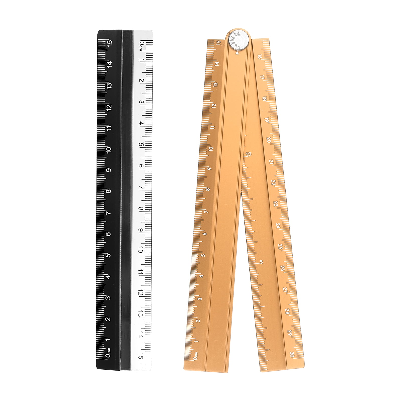 HARFINGTON 3-Pack Folding Straight Ruler – 12" SAE Aluminum Alloy Protractor With Angle Line For Architects, Artists & Designers (Black)