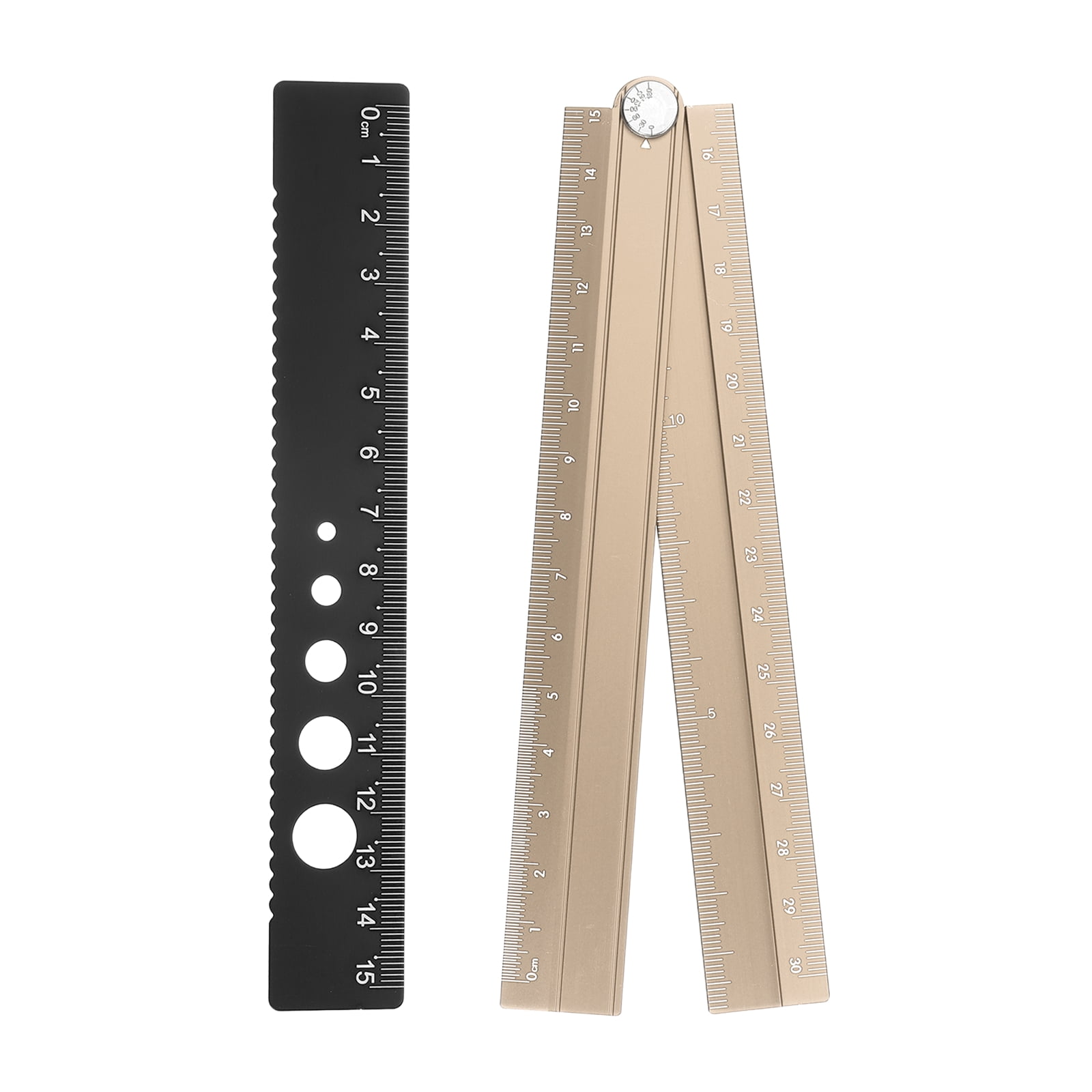 Uxcell Folding and Straight Ruler Kit 30/15cm Metric Aluminum Alloy ...