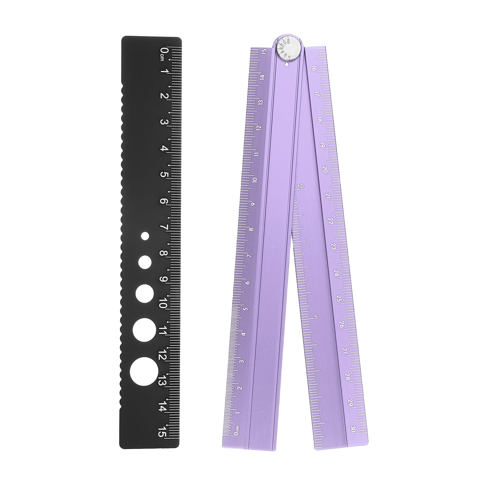 Uxcell Folding and Straight Ruler Kit 30/15cm Metric Aluminum Alloy ...