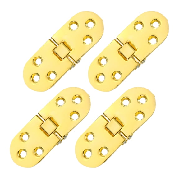 Uxcell Folding Table Hinge, 4Pack Zinc Alloy 180 Degree Round Edge Sewing Machine Table Hinges for Cabinet, Gold