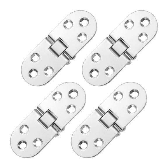 Uxcell Folding Table Hinge, 4Pack Zinc Alloy 180 Degree Round Edge Sewing Machine Table Hinges for Cabinet, Silver
