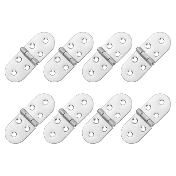 Uxcell Folding Table Hinge, 8Pack Stainless Steel 270 Degree Round Edge Sewing Machine Table Hinges for Cabinet, Silver