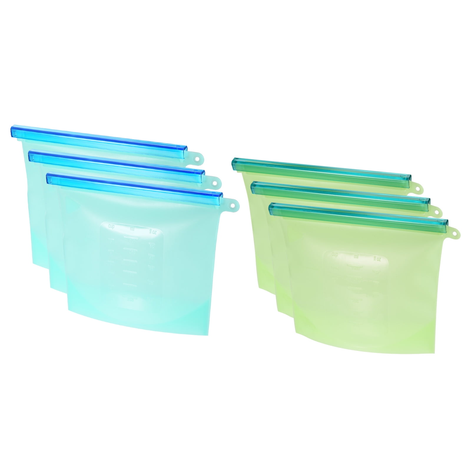 Reusable Food Storage Bags Silicone Freezer Bag Fresh Keeping-Blue+Green  4Pcs