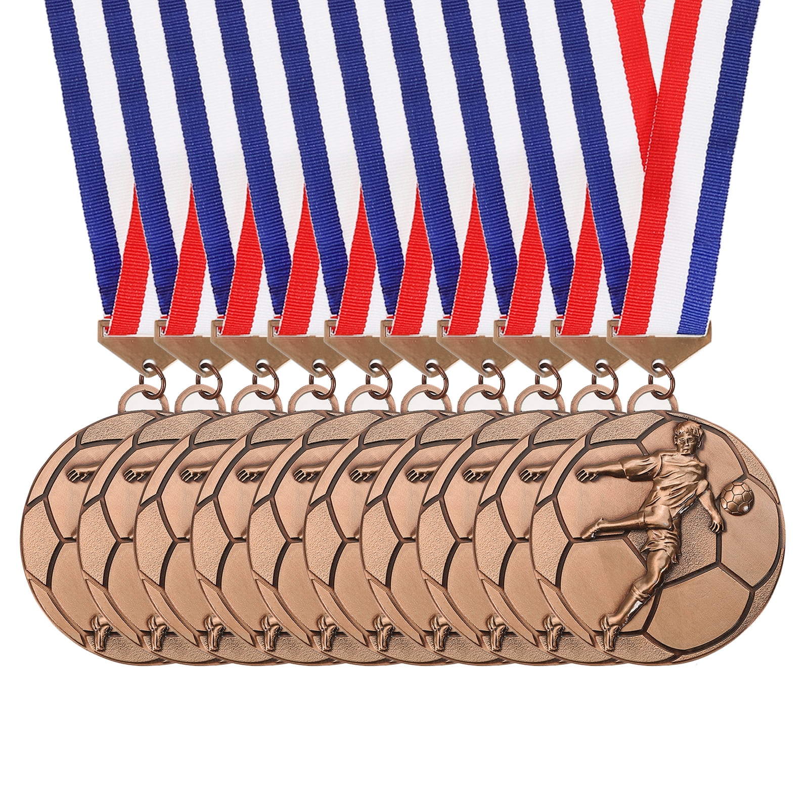 Uxcell Football Events Award Medals with Ribbons, Winner Medals Prizes for Competitions Sports Party Red