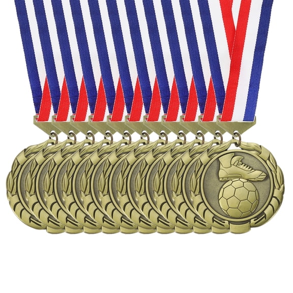Uxcell Football Events Wheat Award Medals with Ribbons, Winner Medals Prizes for Competitions Sports Party Gold