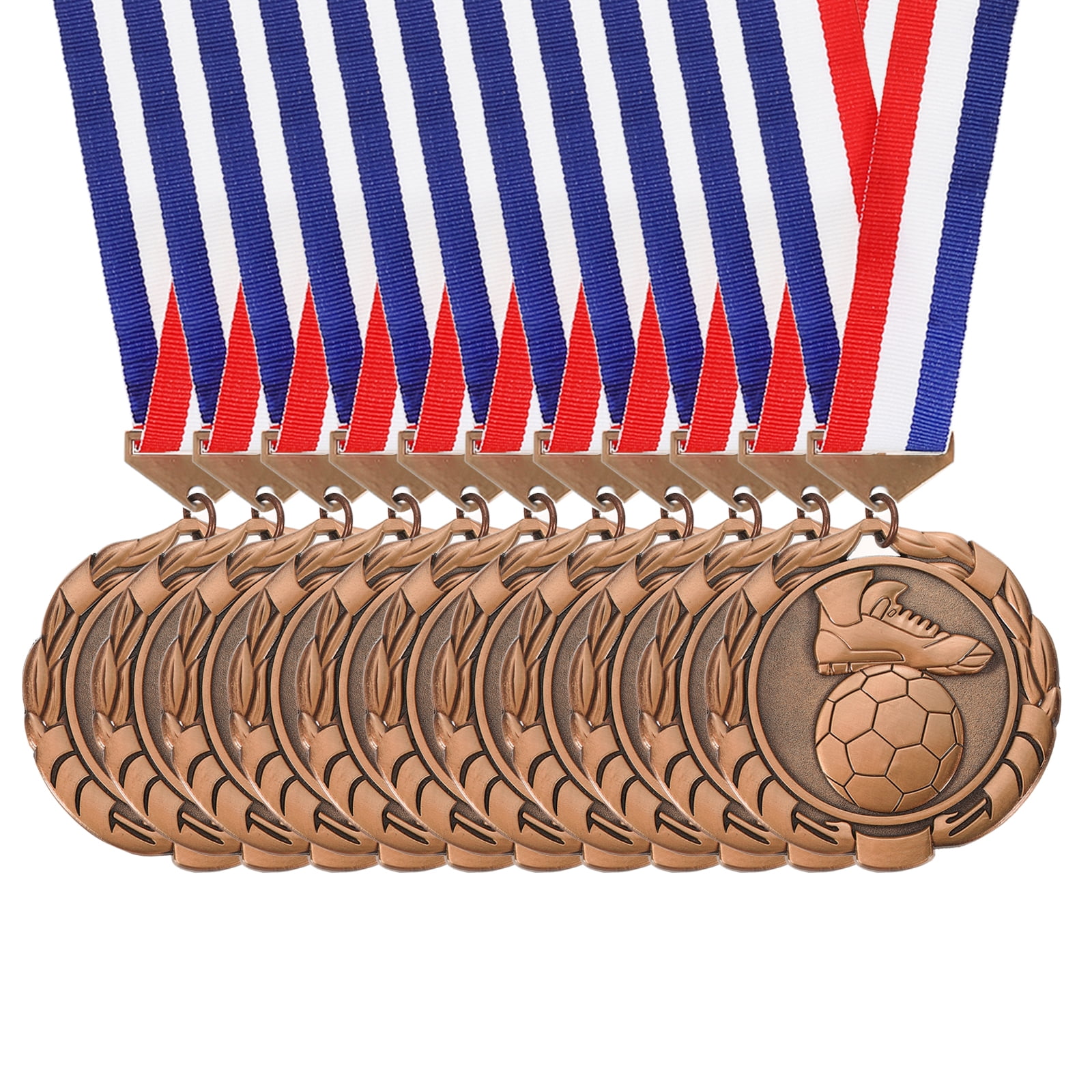 Uxcell Football Events Wheat Award Medals with Ribbons, Winner Medals Prizes for Competitions Sports Party Red
