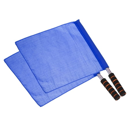 Uxcell Football Linesman Referee Flag Stainless Steel Pole Sponge Grip, Blue 2 Pack