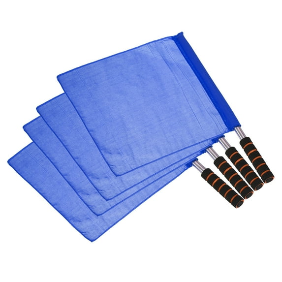 Uxcell Football Linesman Referee Flag Stainless Steel Pole Sponge Grip, Blue 4 Pack