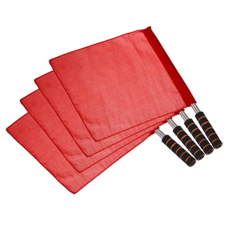 Uxcell Football Linesman Referee Flag Stainless Steel Pole Sponge Grip, Red 4 Pack