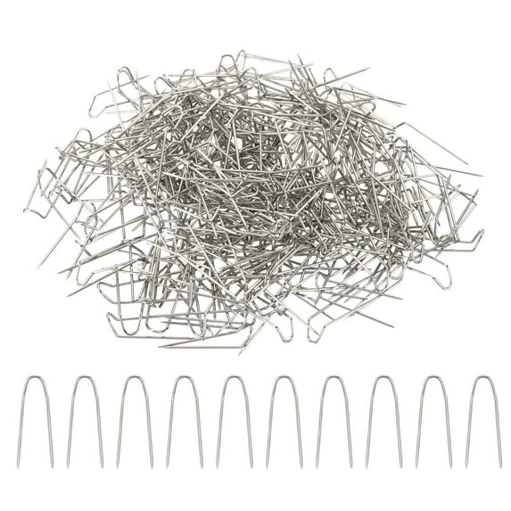 Uxcell Fork Pins, Stainless Steel Sewing U-Pins 0.8" Double Blocking Pin, Silver,300Pack