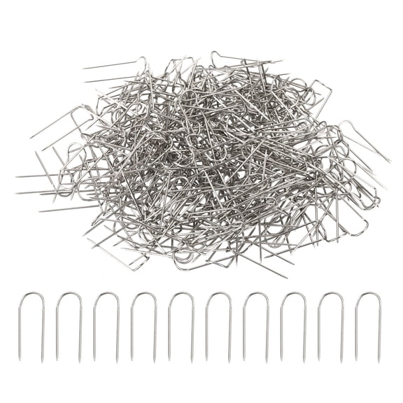 Uxcell Fork Pins, Stainless Steel Sewing U-Pins 0.9" Double Blocking Pin, Silver,300Pack
