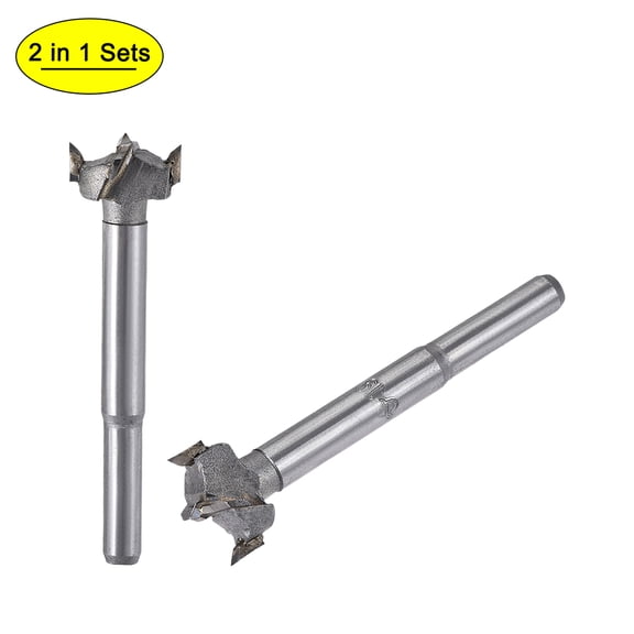 Uxcell Forstner Wood Boring Drill Bits Dia. Hole Saw Carbide Alloy Steel Tip Round Shank Cutting Wood Tool 18mm, 19mm