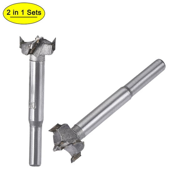 Uxcell Forstner Wood Boring Drill Bits Dia. Hole Saw Carbide Alloy Steel Tip Round Shank Cutting Wood Tool 19mm, 20mm