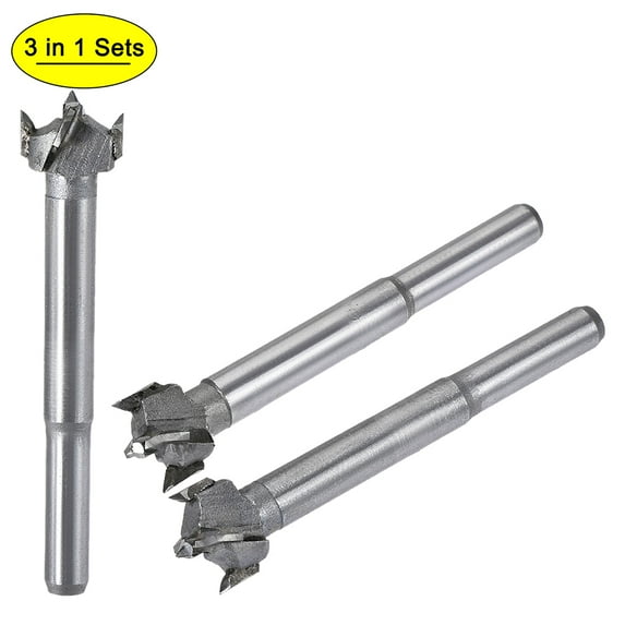 Uxcell Forstner Wood Boring Drill Bits Dia. Hole Saw Carbide Alloy Steel Tip Round Shank Cutting for Hinge Wood Tool 14mm, 15mm, 16mm