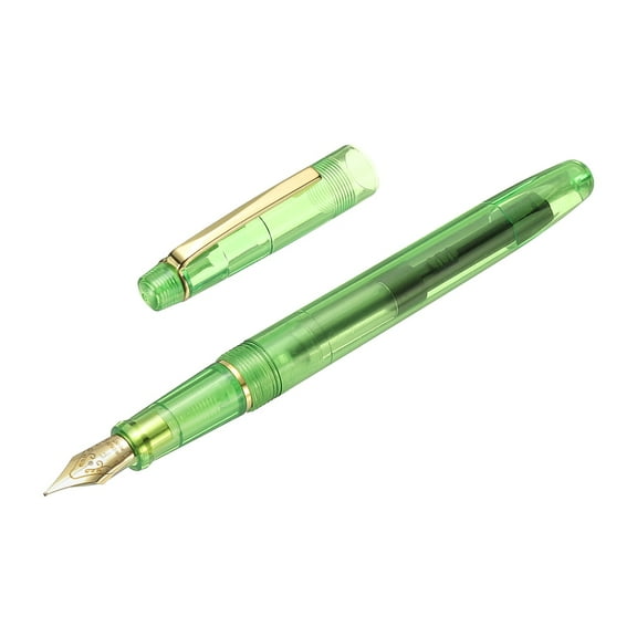 Uxcell Fountain Pen Medium Nib, Fountain Pen Barrel Handcrafted Pen for Professional Office Journaling Gifts, Transparent Green