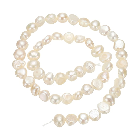 Uxcell Freshwater Pearl Beads, 7-8mm Irregular Shape Side Hole Gemstone Beads 0.8mm Hole Pearl String for DIY Necklace Bracelet Chain Earring Jewelry Making, White