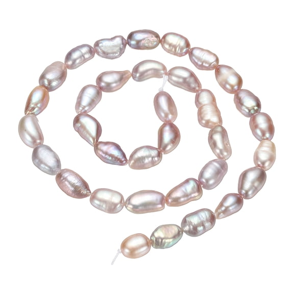 Uxcell Freshwater Pearl Beads, 7-8mm Irregular Shape Straight Hole Gemstone Beads 0.8mm Hole Pearl String for DIY Necklace Bracelet Chain Earring Jewelry Making, Purple