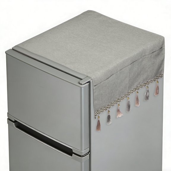 Uxcell Fridge Dust Cover (51''x21'', Gray) - Dustproof Refrigerator Top Covers Anti-Slip Washer Dryer Top Protector Mat with Storage Pocket for Freezer/Furniture/Home/Kitchen