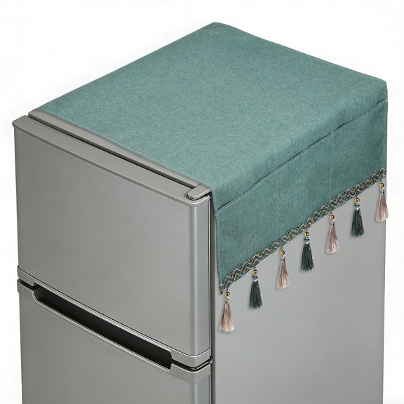 Uxcell Fridge Dust Cover (51''x21'', Green) - Dustproof Refrigerator Top Covers Anti-Slip Washer Dryer Top Protector Mat with Storage Pocket for Freezer/Furniture/Home/Kitchen