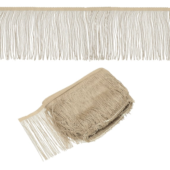 Uxcell Fringe Trim, Yards in Curtain Fringe Trim Tassel Fabric Sofa Light Beige 5.91"