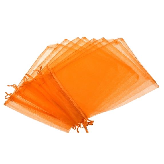 Uxcell Fruit Protection Bags 9x6" Nylon Fruit Netting Cover Bags with Drawstring for Garden Fruits Orange 100Pack
