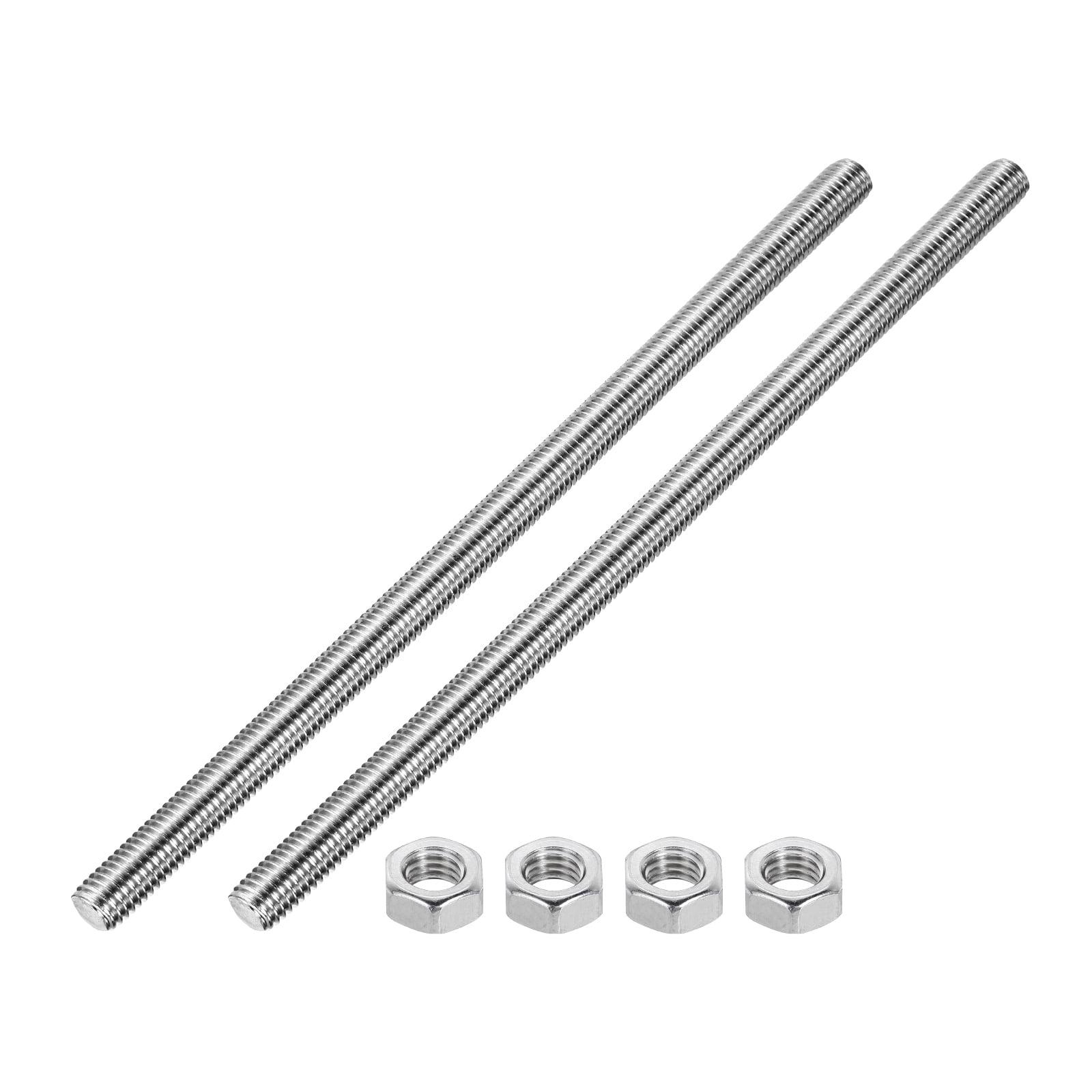 Uxcell Fully Threaded Rod M12 x 250 1.75mm Pitch 304 Stainless Steel With Screw  2Pcs