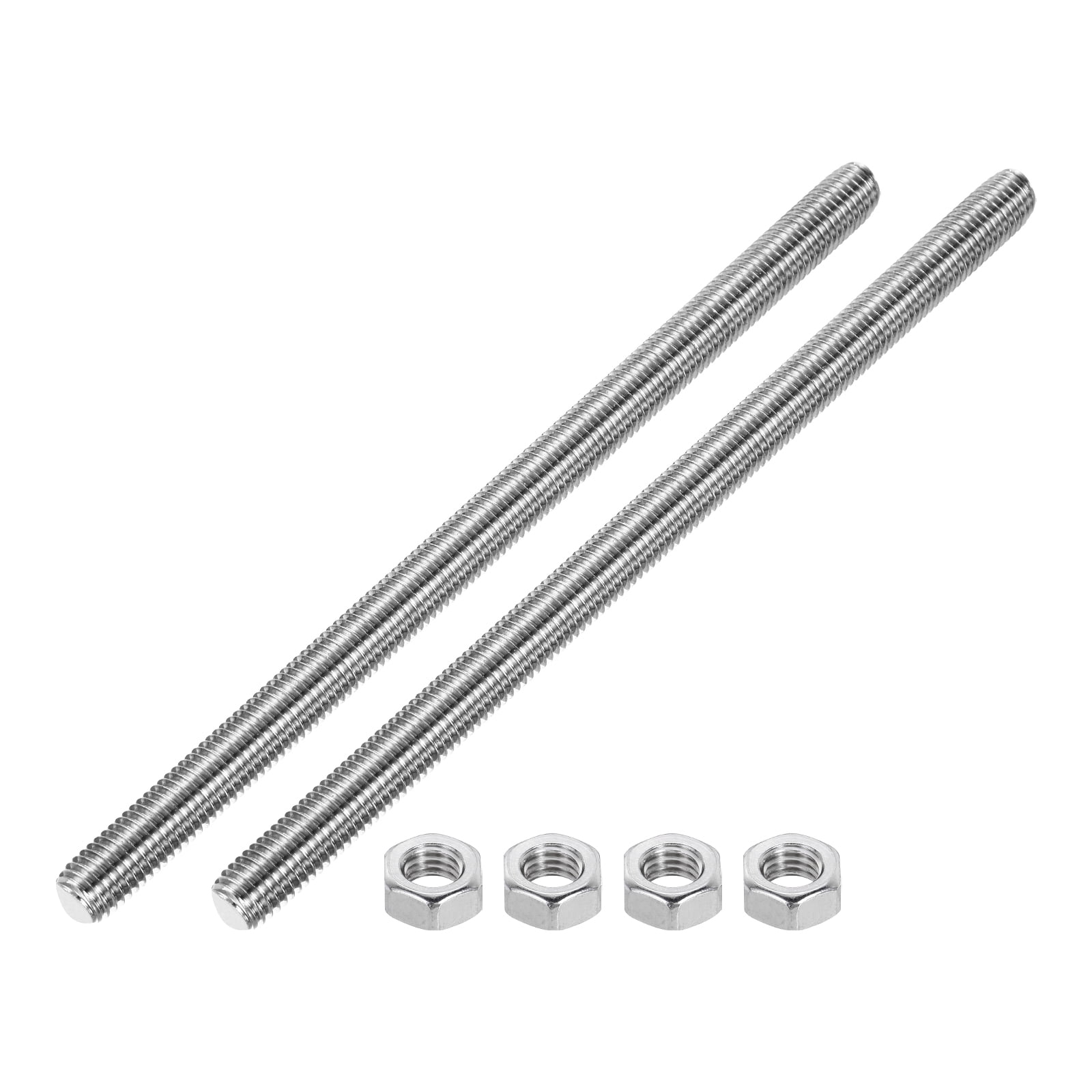 Uxcell Fully Threaded Rod M14 x 250 2mm Pitch 304 Stainless Steel With Screw Nuts 2Pcs