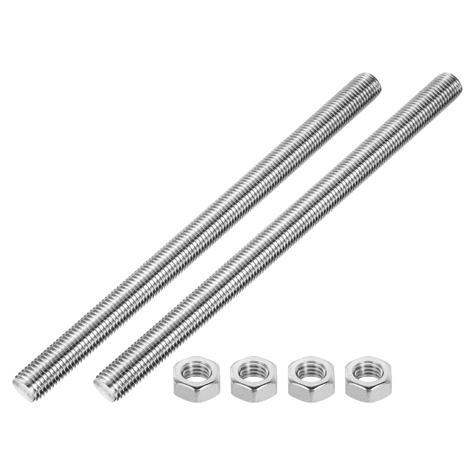 Uxcell Fully Threaded Rod M16 x 250 2mm Pitch 304 Stainless Steel With Screw Nuts 2Pcs