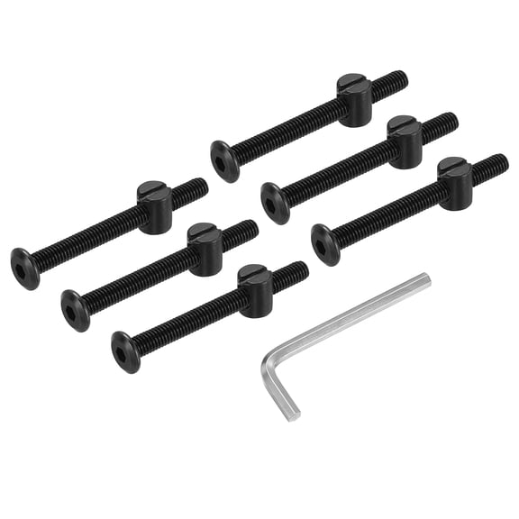 Uxcell Furniture Bolt Nut Set, 6 Pcs M6 x 60 mm Flat Head Hex Socket Cap Screws Bolts
