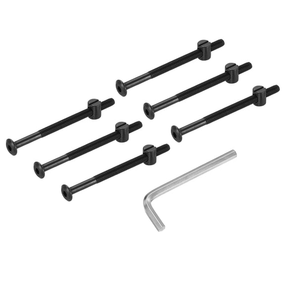 Uxcell Furniture Bolt Nut Set, 6 Pcs M6 x 68.5 mm Flat Head Hex Socket Cap Screws Bolts