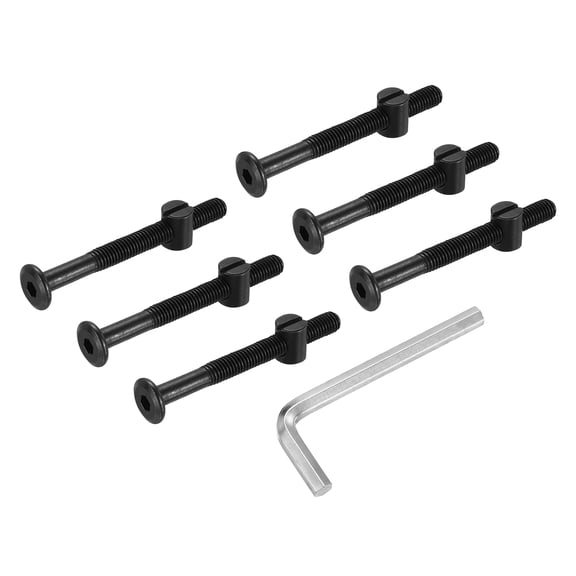 Uxcell Furniture Bolt Nut Set, 6 Pcs M8 x 59 mm Flat Head Hex Socket Cap Screws Bolts
