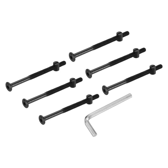 Uxcell Furniture Bolt Nut Set, 6 Pcs M8 x 80.5 mm Flat Head Hex Socket Cap Screws Bolts
