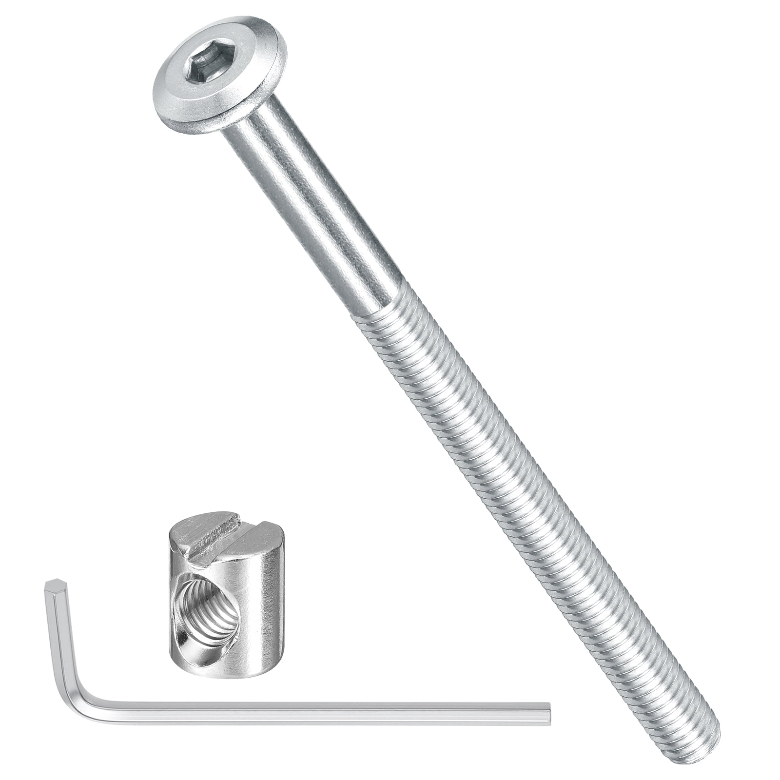 Uxcell Furniture Connector Bolt Cap Nut Kit with Wrench(M6-1x90mm) 24Pcs, Connector Bolts M6 Countersunk Screw Barrel Nuts