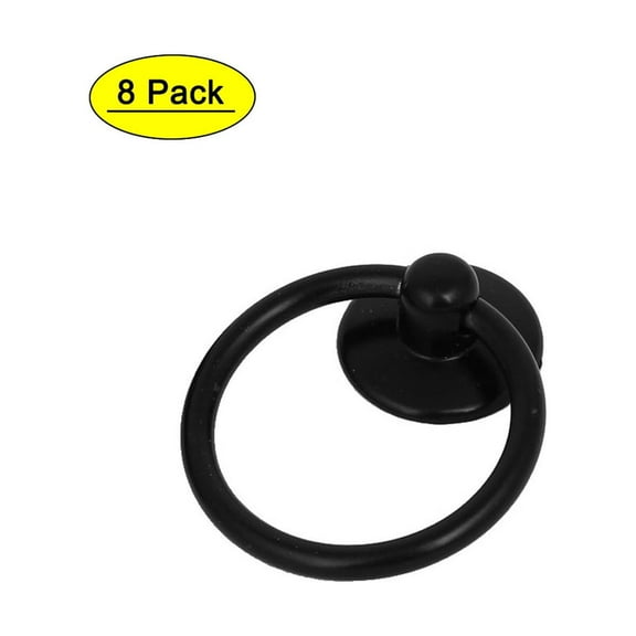 Uxcell Furniture Drawer Door Metal Ring Pull Handles Knobs Black 52x43x13mm 8pcs