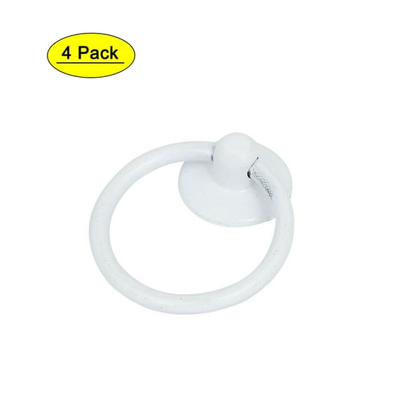 Uxcell Furniture Drawer Door Metal Ring Pull Handles Knobs White 52x43x13mm 4pcs